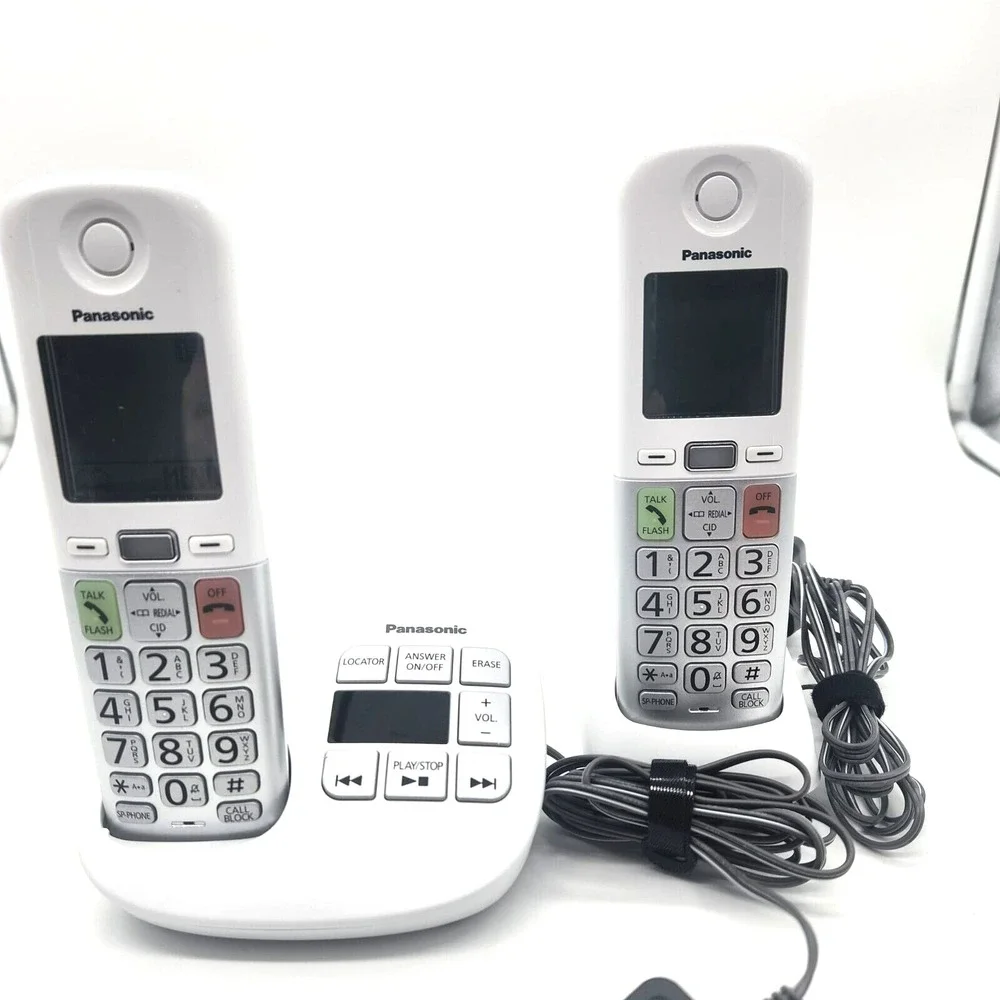 Panasonic Cordless 2 Phone  Large Display & Big Buttons Caller ID‎ KX-TGU432W